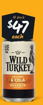 Wild Turkey - & Cola 4.8% Premix Cans 375mL offers at $47 in Cellarbrations