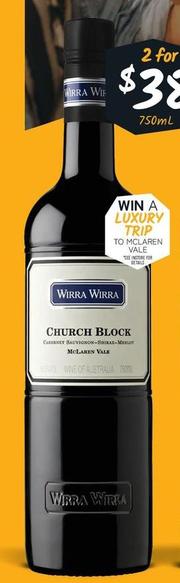 Wirra Wirra - Church Block Cabernet Blend offers at $38 in Cellarbrations