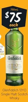 Glenfiddich -12YO Single Malt Scotch Whisky offers at $75 in Cellarbrations