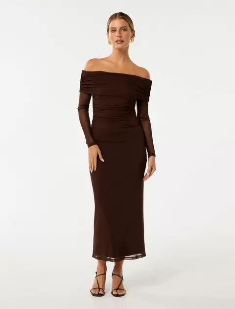 Minnie Petite Bardot Midi Dress offers at $159.99 in Forever New