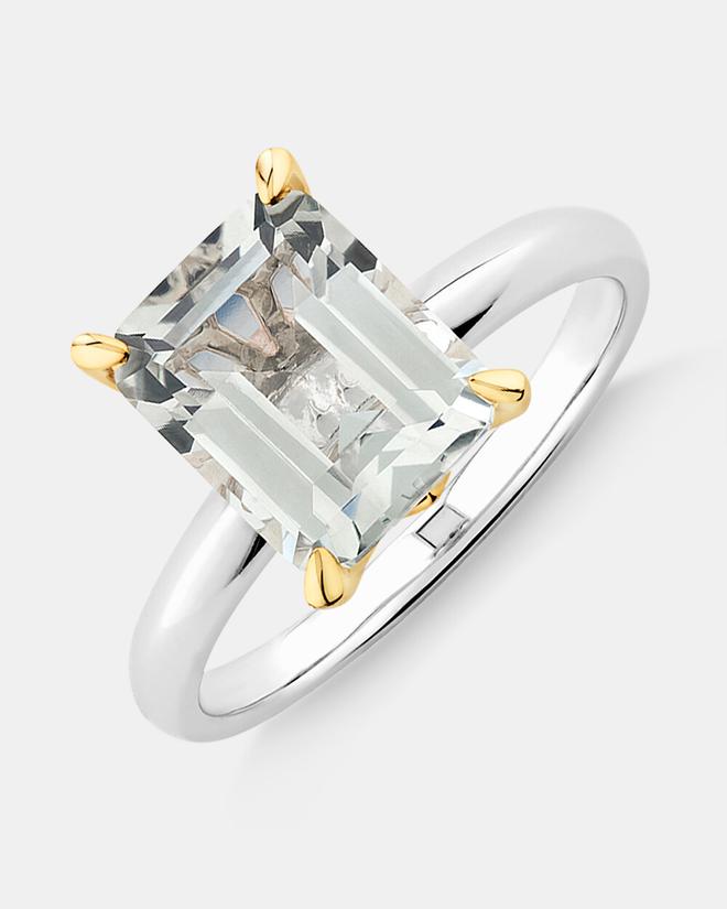 Ring with Green Amethyst in Sterling Silver & 10kt Yellow Gold offers at $249 in Michael Hill