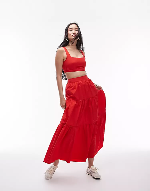 Topshop taffeta co-ord in red offers at $37.99 in Topshop