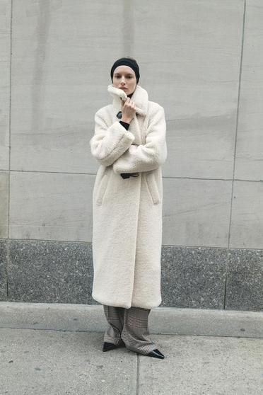 FAUX SHEARLING TOGGLE COAT offers at $159 in Zara