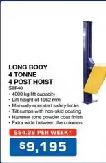 Summit - Long Body 4 Tonne 4 Post Hoist offers at $9195 in Burson Auto Parts