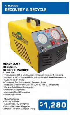 Heavy Duty Recover/ Recycle Machine offers at $1280 in Burson Auto Parts