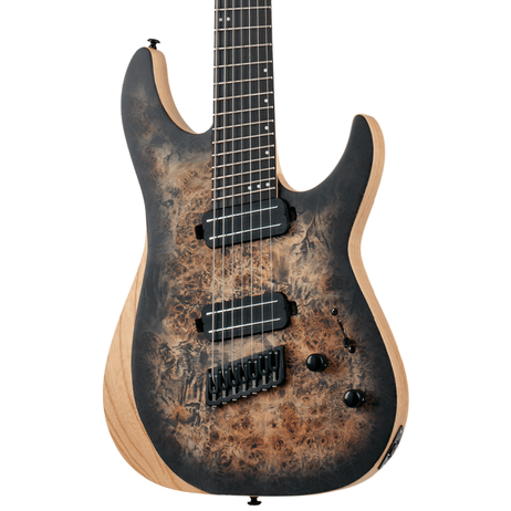 Schecter Reaper 7 Multiscale 7 String in Satin Charcoal Burst offers in Allans Music