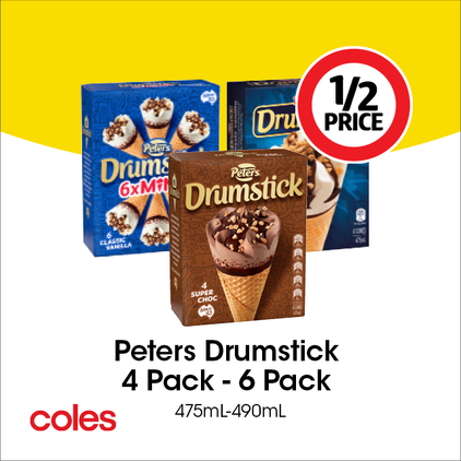 Peters Drumstick 4 Pack - 6 Pack  offers at $4.75 in Coles