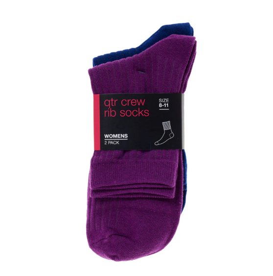Rib Socks Purple/Navy 2pk Assorted Sizes offers at $5 in The Reject Shop