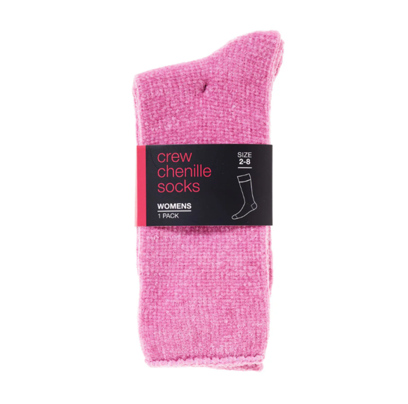 Women's Chenille Crew Socks Rose offers at $4 in The Reject Shop