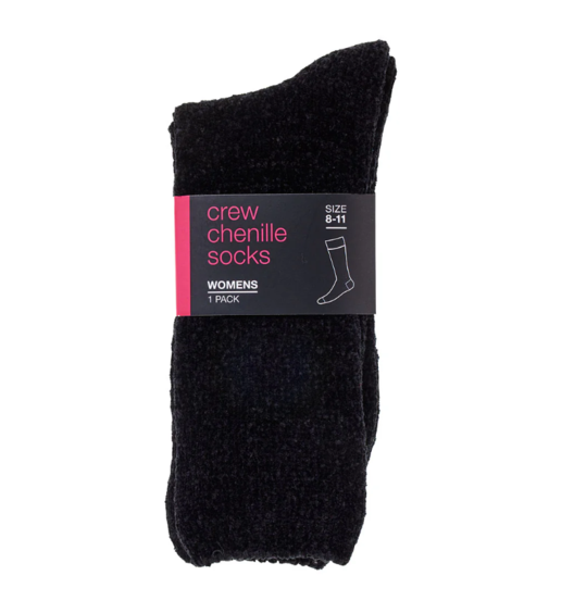 Women's Chenille Socks Black offers at $4 in The Reject Shop