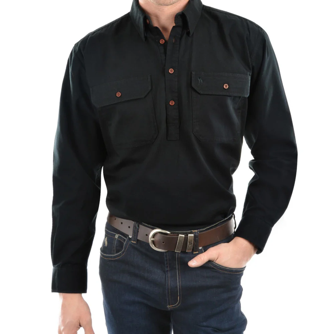 Thomas Cook Mens Heavy Drill Half Placket Long Sleeve Shirt offers at $44.95 in Allgoods