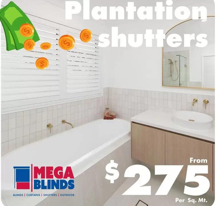 Plantation Shutters offers at $275 in Carpet Call