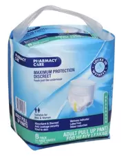 Pharmacy Care Incontinence Pants XL 8 Pack offers at $12.99 in Discount Drug Stores