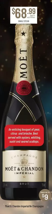 Moët & Chandon - Imperial Nv Champagne offers at $68.99 in Chambers Cellars