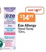 Eze -  Allergy Nasal Spray 10ml offers at $14.99 in Soul Pattinson Chemist