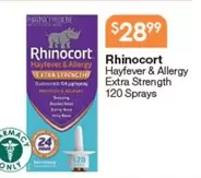 Rhinocort - Hayfever & Allergy Extra Strength 120 Sprays offers at $28.99 in Soul Pattinson Chemist