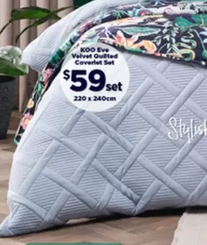 Koo Eve Velvet Quilted Coverlet Set offers at $59 in Spotlight