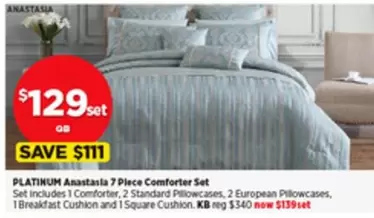 Platinum - Anastasia 7 Pisce Comforter Set offers at $129 in Spotlight