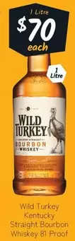 Wild Turkey - Kentucky Straight Bourbon Whiskey 81 Proof offers at $70 in Cellarbrations