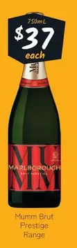 Mumm - Brut Prestige Range offers at $37 in Cellarbrations