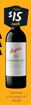 Penfolds - Koonunga Hill Range offers at $15 in Cellarbrations