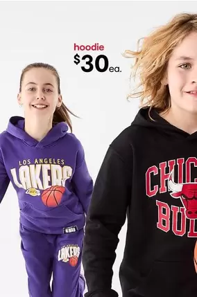 NEW Active Kids NBA Hoodie offers at $30 in Kmart