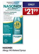 Nasonex - Allergy 140 Metered Sprays offers at $21.99 in Alliance Pharmacy