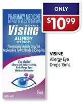 Visine -  Allergy Eye Drops 15ml offers at $10.99 in Alliance Pharmacy