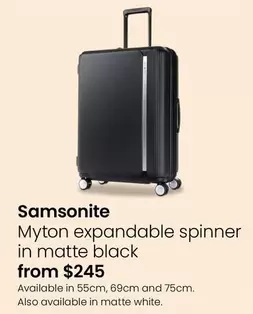 Samsonite - Myton Expandable Spinner In Matte Black offers at $245 in Myer