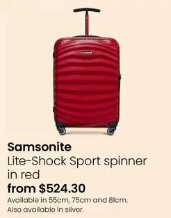 Samsonite - Lite-Shock Sport Spinner In Red offers at $524.3 in Myer