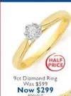 9ct Diamond Ring offers at $299 in Prouds