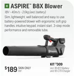 Husqvarna - Aspire B8x Blower offers at $309 in Husqvarna