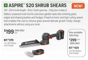 Husqvarna - Aspire S20 Shrub Shears offers at $279 in Husqvarna