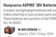 Husqvarna - AspireTM 18V Batteries offers at $109 in Husqvarna