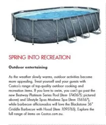 Spring Into Recreation offers in Costco