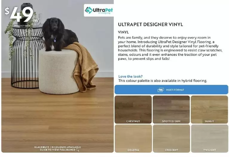 Ultrapet Designer Vinyl offers at $49 in Carpet Court