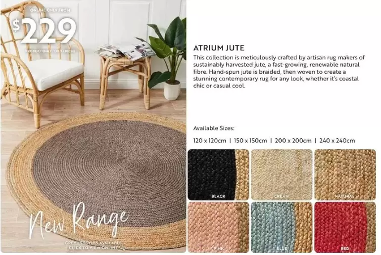 Atrium Jute offers at $229 in Carpet Court