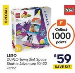 Lego - Duplo Town 3in 1 Space Shuttle Adventure offers at $59 in Woolworths