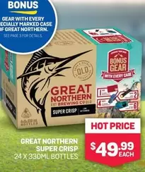 Great Northern - Super Crisp 24 X 330ml Bottles offers at $49.99 in Bottlemart