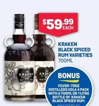 Fever Tree - Kraken - Black Spiced Rum Varieties offers at $59.99 in Bottlemart