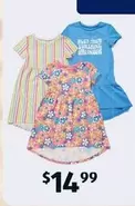 Children's Tees 5pk Or Dresses 3pk offers at $14.99 in ALDI