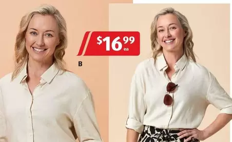 Women’s Linen Blend Shirt offers at $16.99 in ALDI