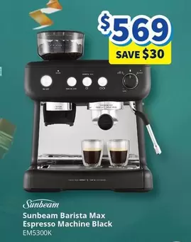 Sunbeam  - Barista Max Espresso Machine Black offers at $569 in Bi-Rite