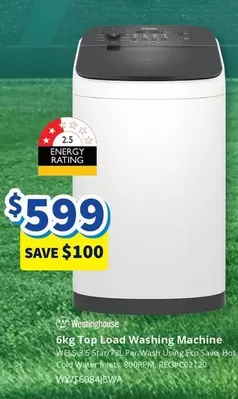 Westinghouse  - 6kg Top Load Washing Machine offers at $599 in Bi-Rite