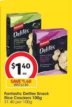 Fantastic - Delites Snack Rice Crackers 100g offers at $1.4 in Coles