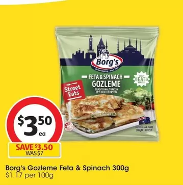 Borg's - Gozleme Feta & Spinach 300g offers at $3.5 in Coles