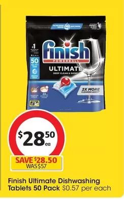 Finish - Ultimate Dishwashing Tablets 50 Pack offers at $28.5 in Coles