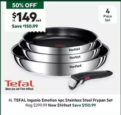 Tefal -  Ingenio Emotion 4pc Stainless Steel Frypan Set offers at $149 in Harris Scarfe