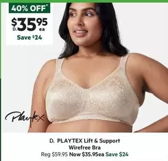 Playtex -  Lift & Support Wirefree Bra offers at $35.95 in Harris Scarfe