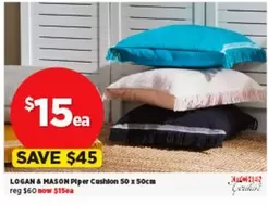 Logan & Mason - Piper Cushion 50 X 50cm offers at $15 in Spotlight